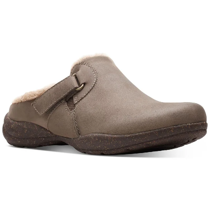 Lowest Price Clarks Womens Roseville Clog Leather Cozy Slide Sandals