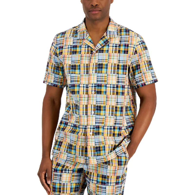 Savings Galore Club Room Mens Patch Plaid Button-Down Shirt