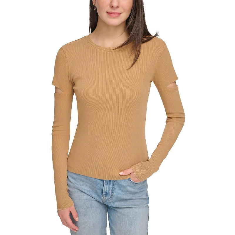 Savings Bonanza DKNY Jeans Womens Cotton Blend Cut Out Blouse
