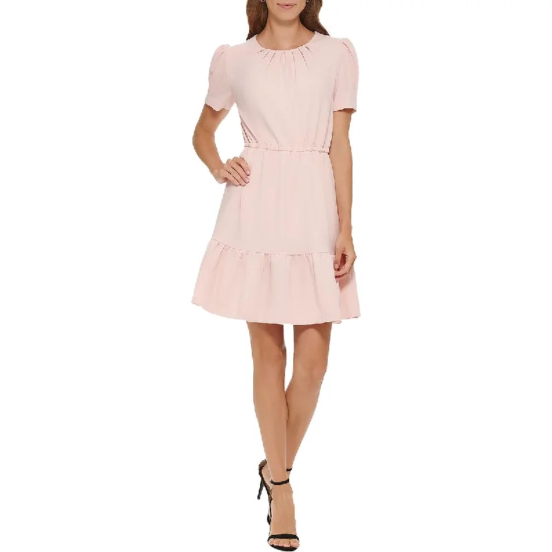 Shop and Save DKNY Womens Crepe Ruched Sheath Dress