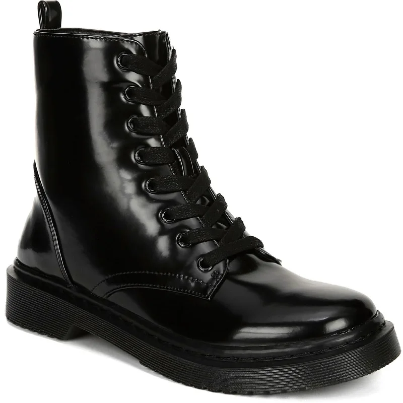 Savings Alert Fergalicious by Fergie Womens Martina Patent Lace-Up Combat Boots
