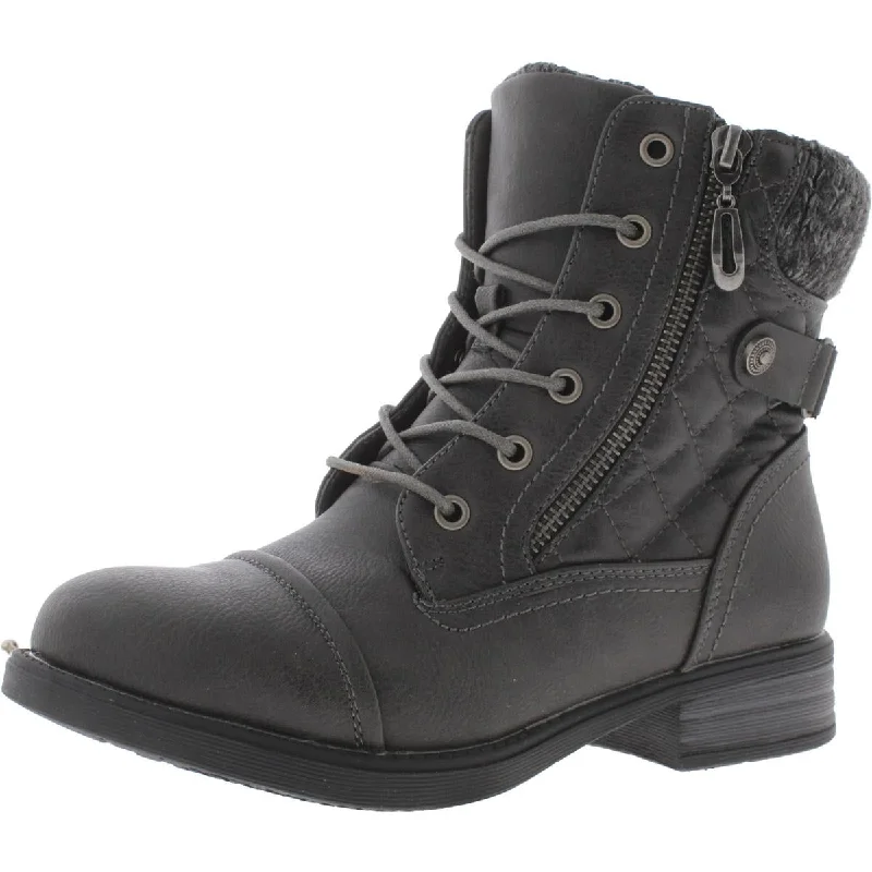 Shop and Save Globalwin Womens Faux Leather Ankle Combat & Lace-up Boots
