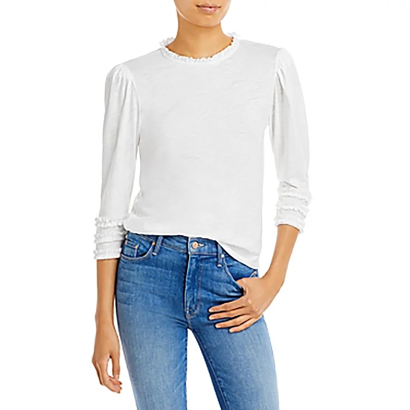 Weekend Deal Goldie Womens Slub Ruffled Pullover Top