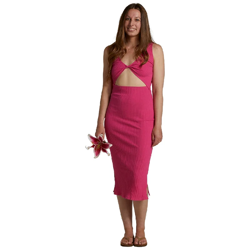 Price Slash Womens Holoholo Midi Dress - Dragon Fruit