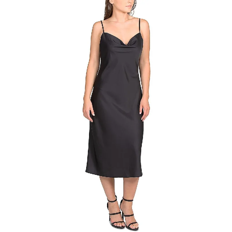 Year-End Clearance Hippie Rose Womens Juniors Satin Cowl Neck Slip Dress