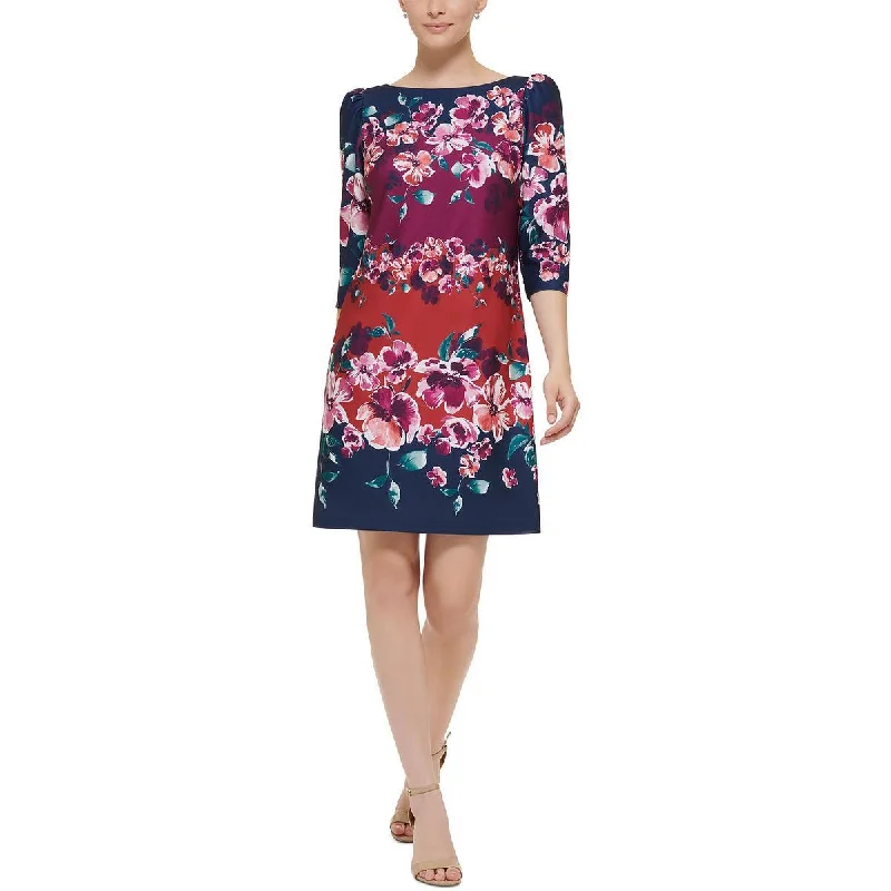 Value Deals Jessica Howard Womens Petites Floral Print Knee Shift Dress