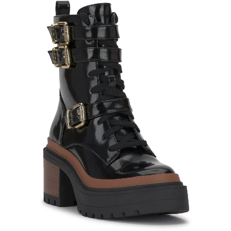 Bonus Savings Jessica Simpson Womens Juelna Patent Combat & Lace-Up Boots