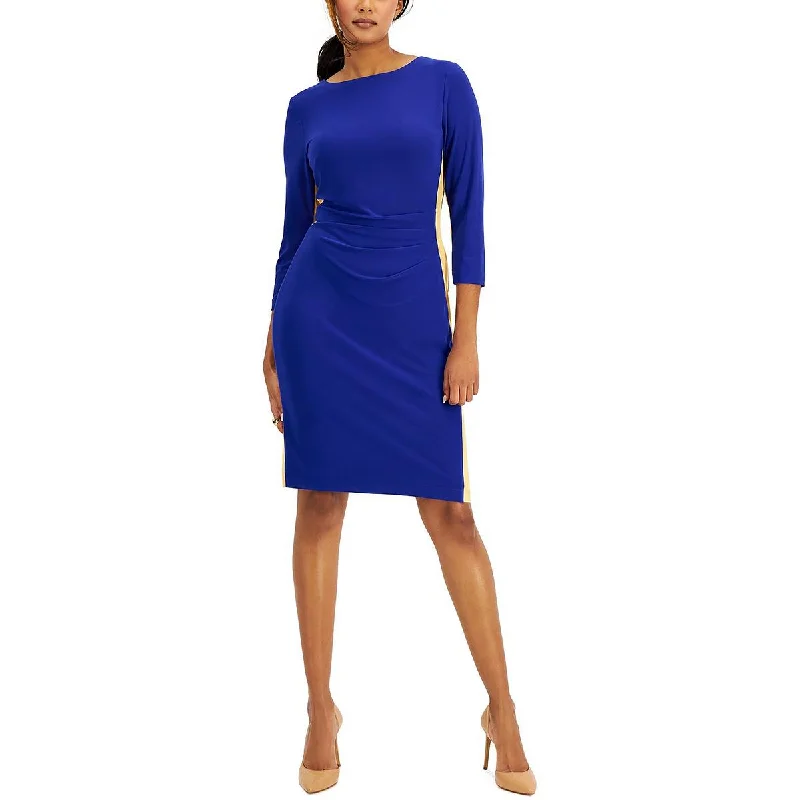 While Supplies Last Kasper Womens Knit Colorblock Sheath Dress