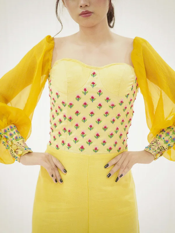 Super Sale Kusum Manjari Carnation Jumpsuit Yellow