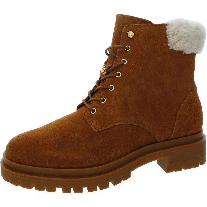 Seasonal Clearance Lauren Ralph Lauren Womens Carlee Lugged Sole Ankle Combat & Lace-up Boots