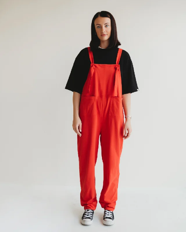 Discount Mania Lila Plain Red Dungarees