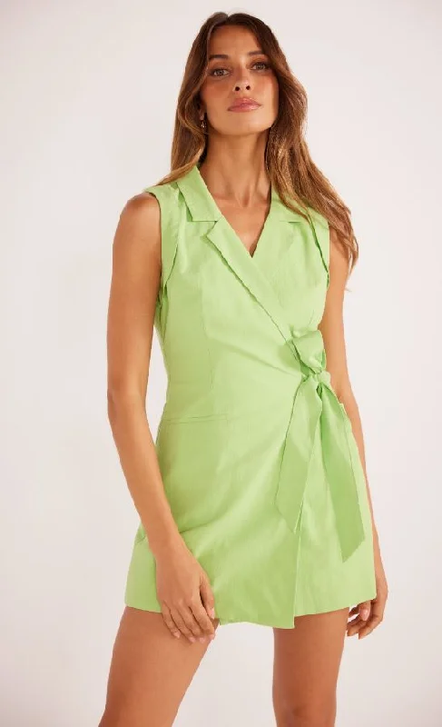 Deal Explosion Mink Pink Lucia Linen Wrap Playsuit Lime