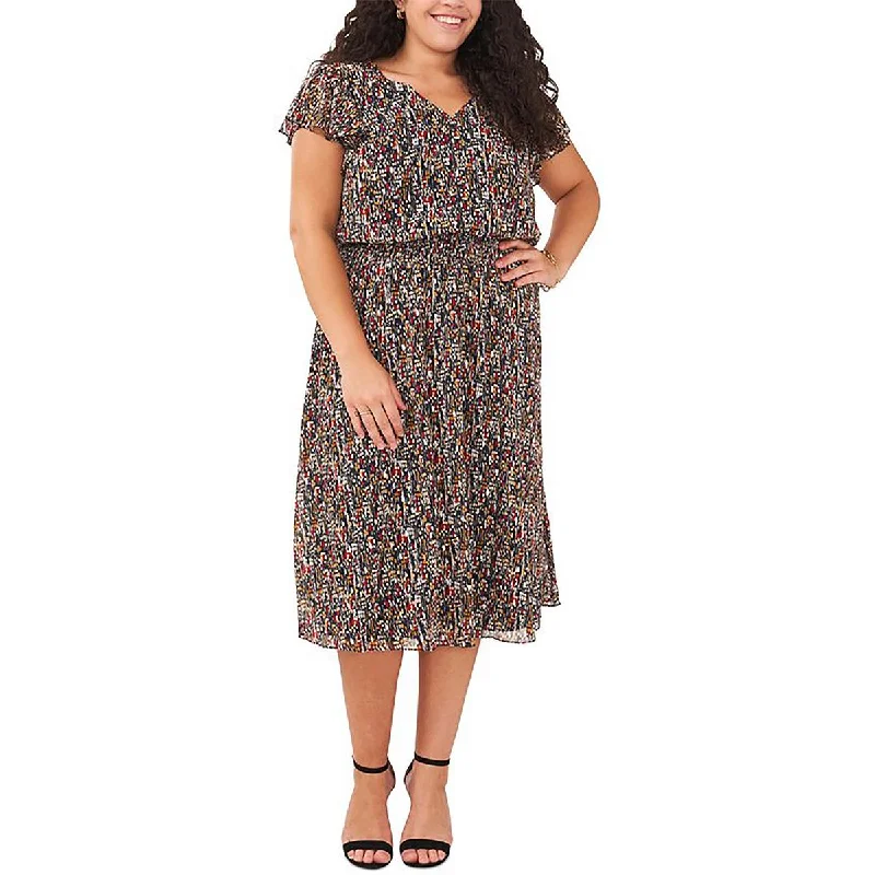 Special Price MSK Womens Plus Printed Long Fit & Flare Dress