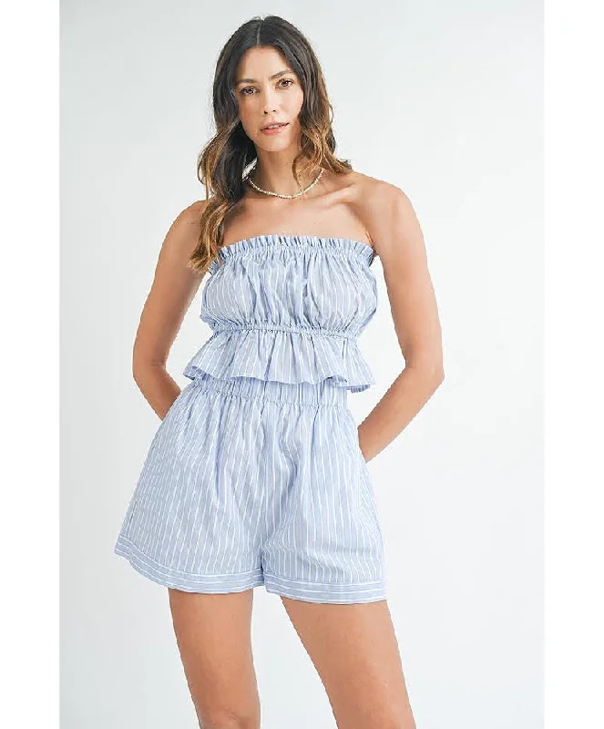 Quick Sale Sadie Stripe Tube Top and Shorts Set