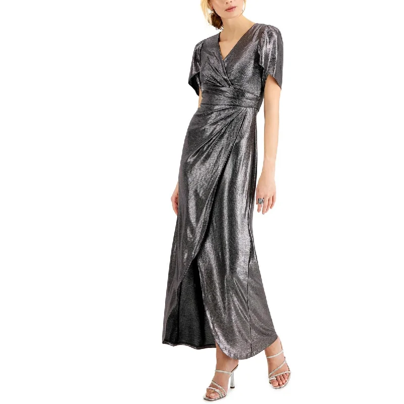 Don't Wait NW Nightway Womens Metallic Maxi Wrap Dress