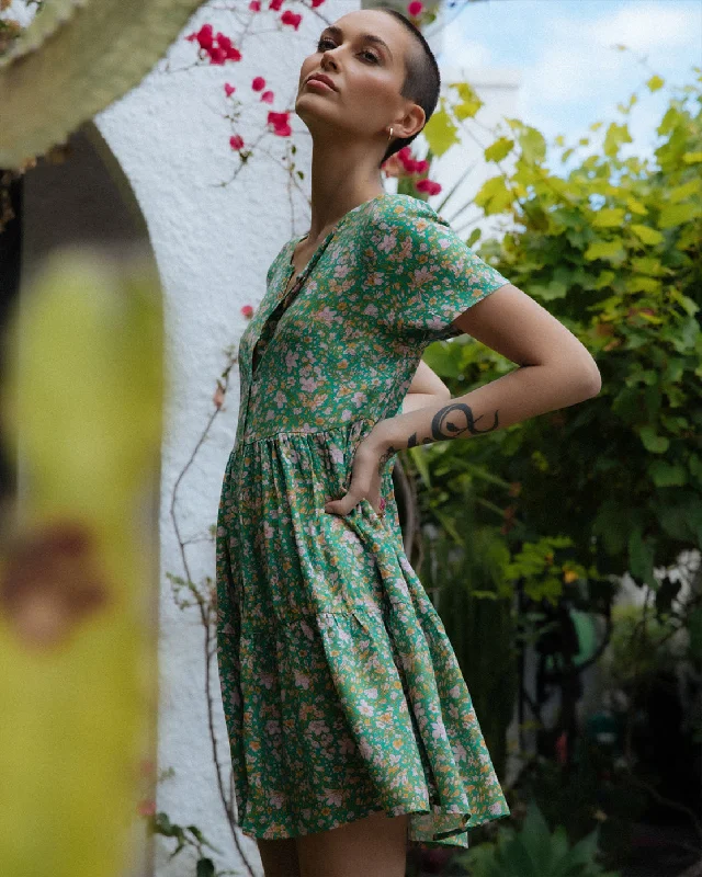 Special Discount Petal Tiered Mini Dress - Spearmint