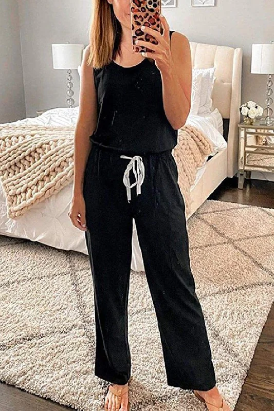 Fantastic Offers Stretchy Crewneck Sleeveless Jumpsuit Long Pants Rompers