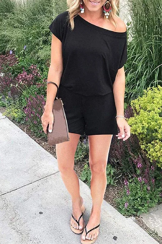 Now or Never Women's Summer Casual Off Shoulder  Loose Jumpsuit Rompers