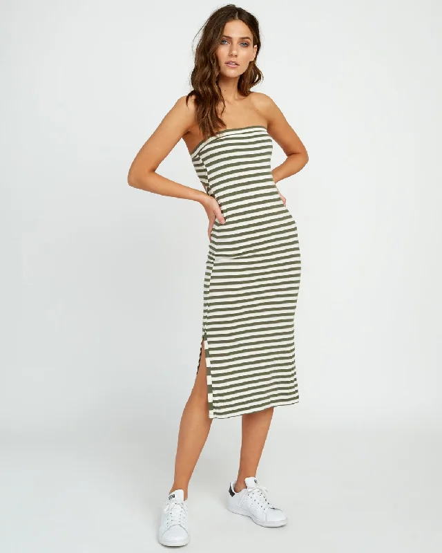Major Savings Raincheck Strapless Midi Dress - Army Fade