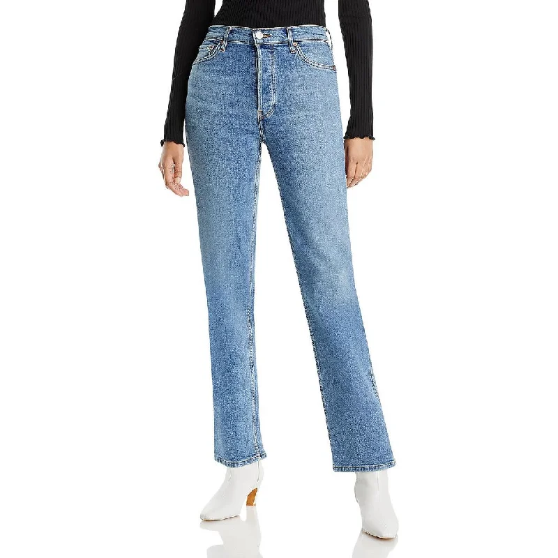 Deal Dash RE/DONE Womens High Rise Loose Wide Leg Jeans