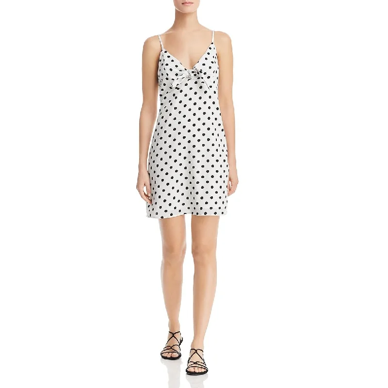 Deal Frenzy Re:named Womens Polka Dot Tie Front Slip Dress