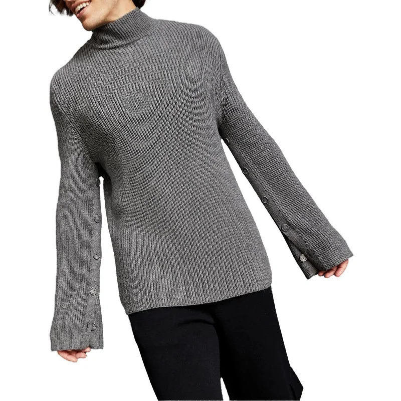 Deal Frenzy Royalty By Maluma Mens Relaxed Fit Button Sleeve Turtleneck Sweater