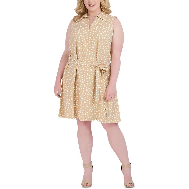 One-DAY Sale Signature By Robbie Bee Womens Plus Linen Knee Shirtdress