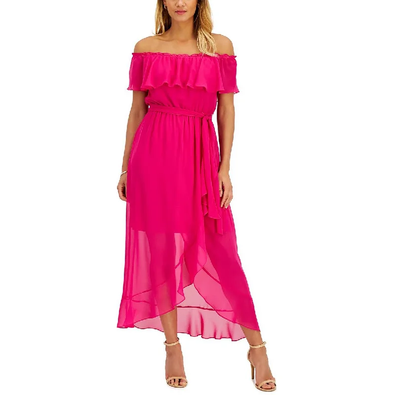 Clearance Event SLNY Womens Chiffon Belted Maxi Dress