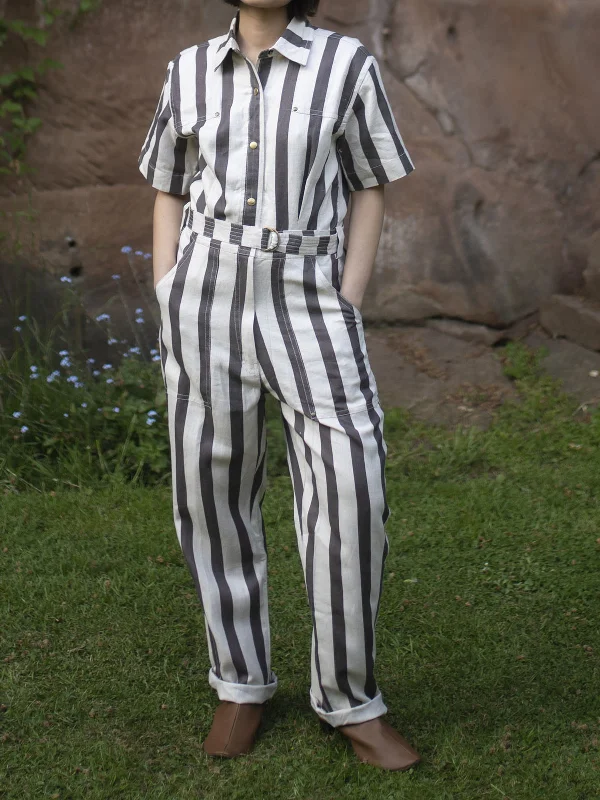 Factory Direct Sale Stripes Jumpsuit Grey