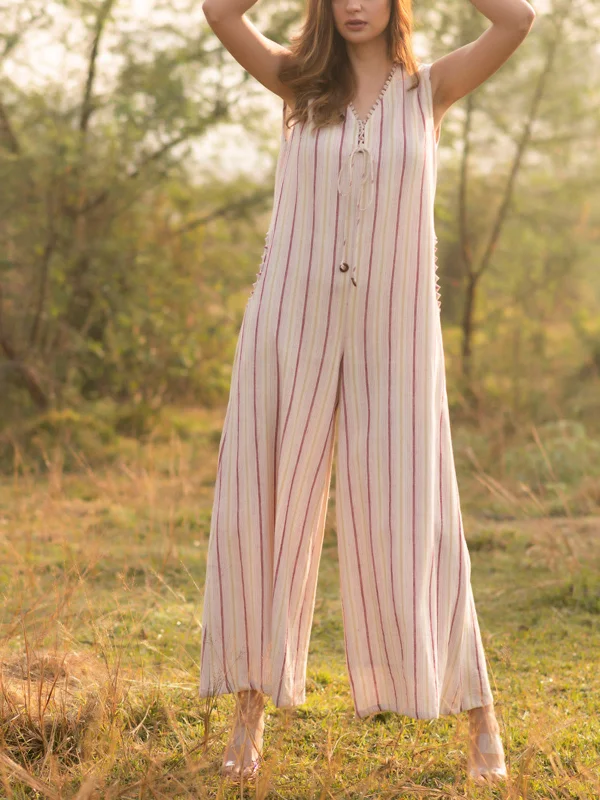 Sale Event Stripes Jumpsuit Rosewood Off White