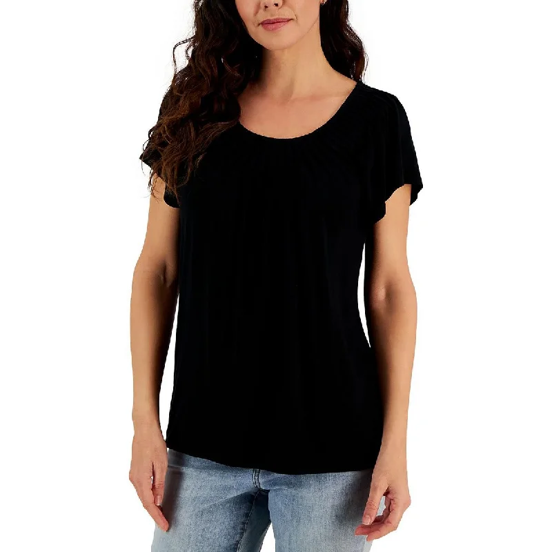 The Best Prices Style & Co. Womens Petites Scoop Neck Casual Blouse