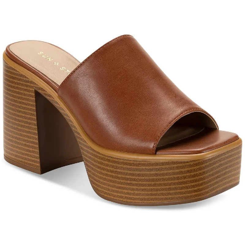 Crazy Savings Sun + Stone Womens MARLENEE Faux Leather Slip On Heels