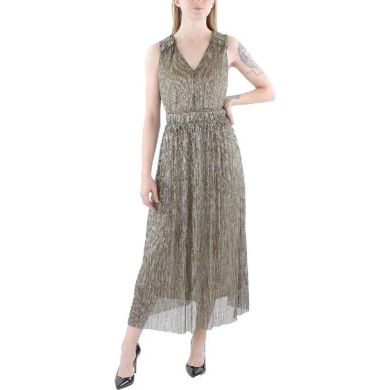 Take Advantage Taylor Womens Metallic Sleeveless Fit & Flare Dress