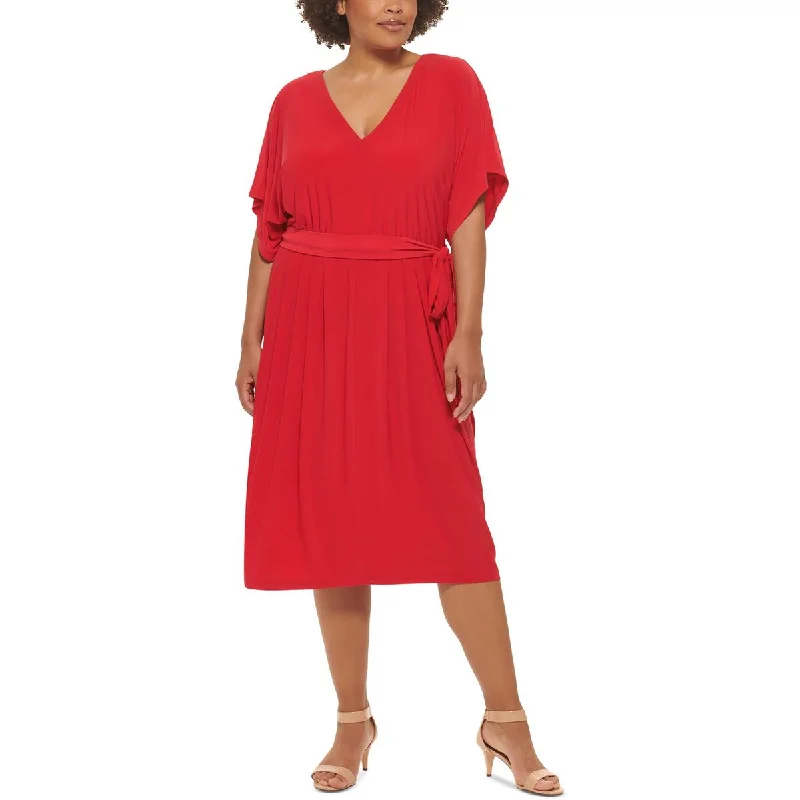 Unmissable Offer Tommy Hilfiger Womens Plus Cocktail Midi Fit & Flare Dress