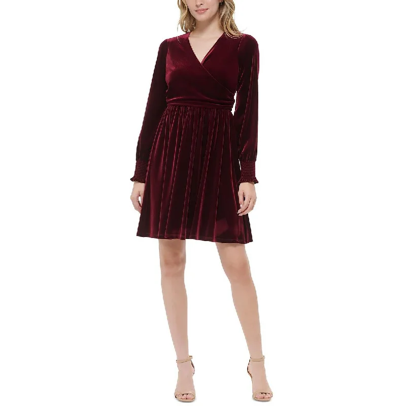 Members Only Tommy Hilfiger Womens Velvet Knee-Length Midi Dress