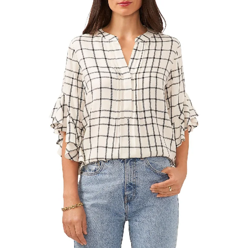 Act Now Vince Camuto Womens Ruffle Sleeves Casual Pullover Top